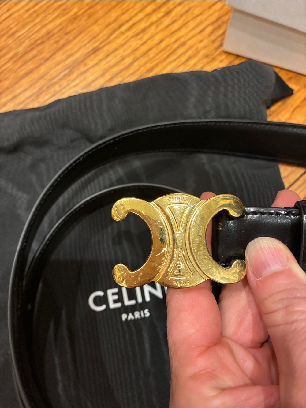 Celine Triomphe Black Leather Belt - size 90 - Picture 2 of 5